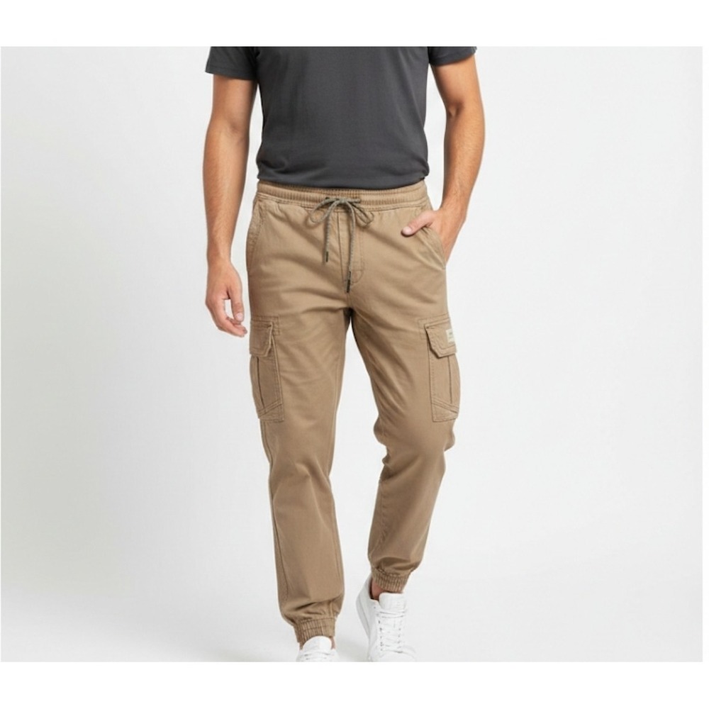 Unionbay Mens Small  Elastic Waist Stretch Twill Relaxed Fit Cargo Jogger Pants‎